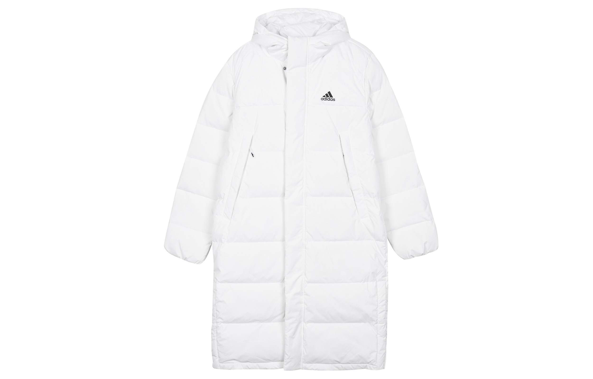 adidas Letter Logo Print Hooded Long Down Jacket Unisex White HZ2600