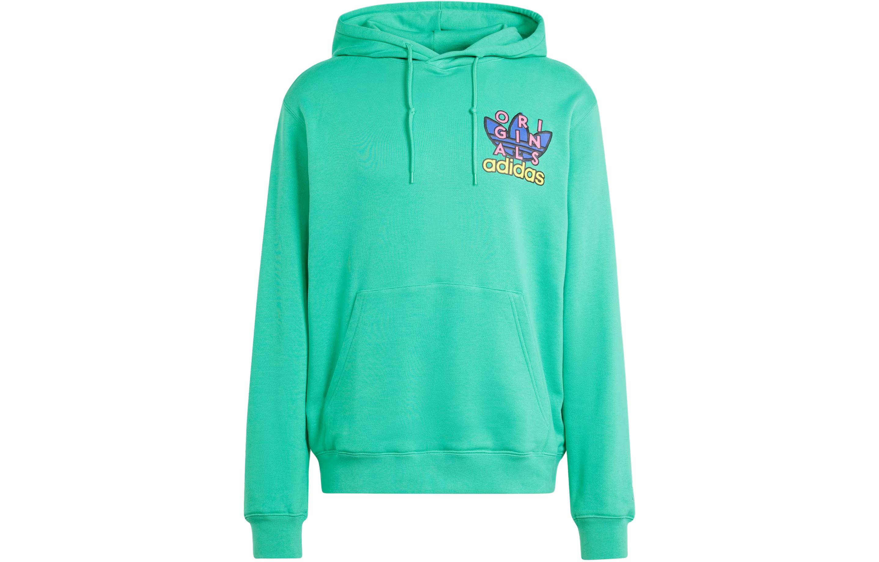 adidas Letter Logo Printed Hoodie in Wave Green IM9685
