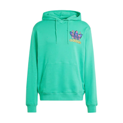 adidas Letter Logo Printed Hoodie in Wave Green IM9685