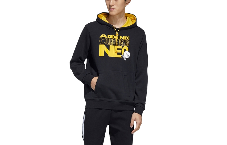 adidas Letter Print Casual Patchwork Sweatshirt Unisex Black HD7096