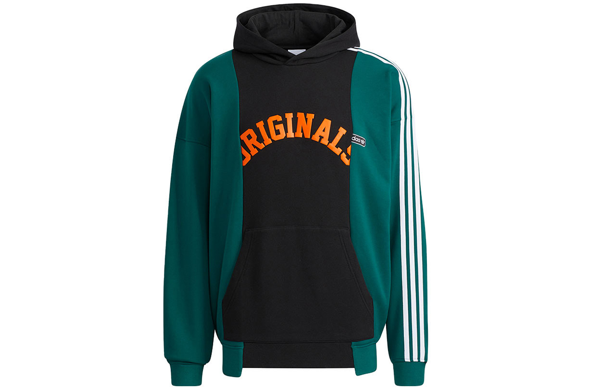 adidas Letter Print Colorblock Pullover Hoodie Japan Edition Men’s Blue Black HC0375-JAPAN