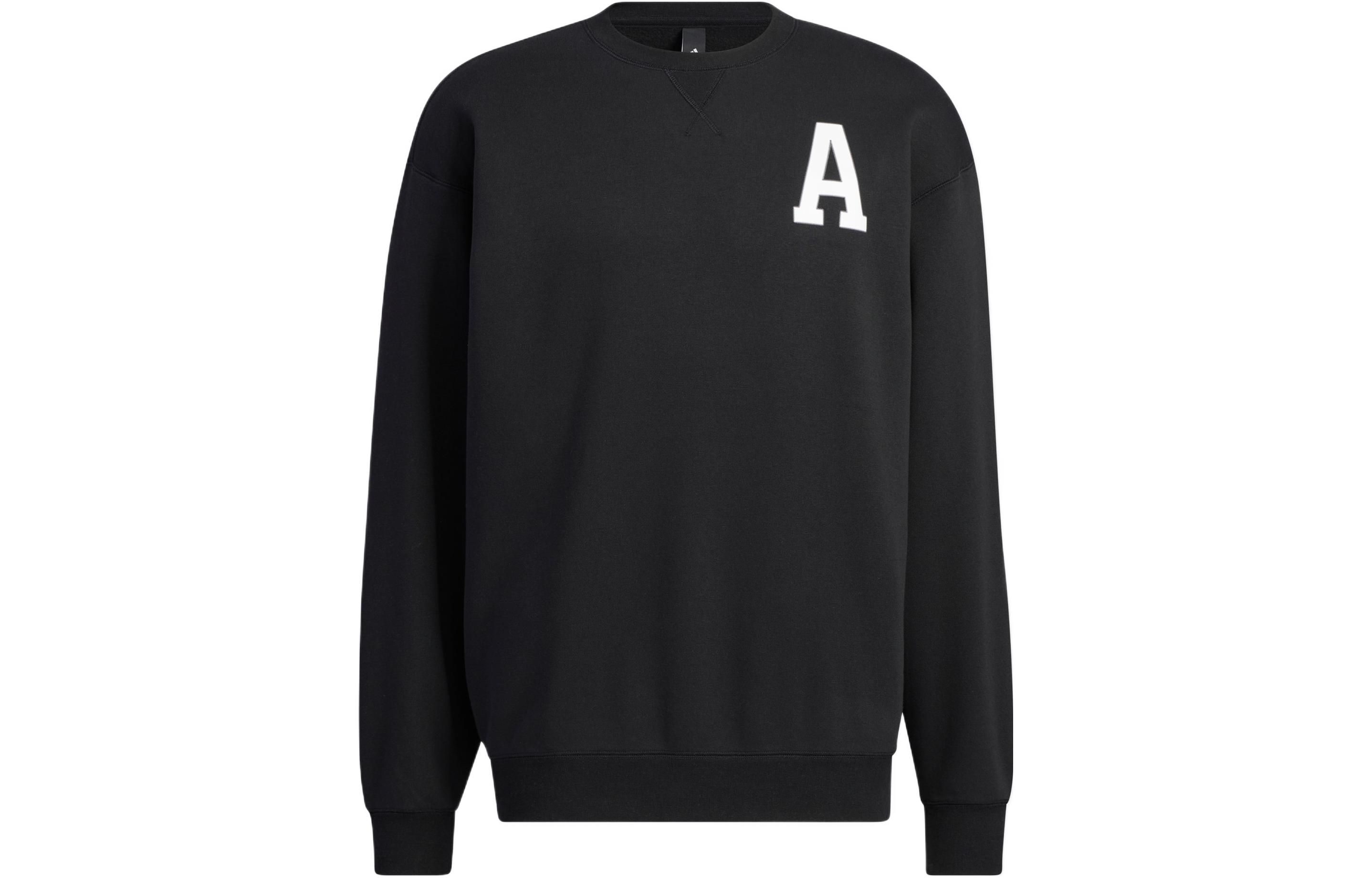 adidas Letter Print Crewneck Sweater Unisex Black IB2745