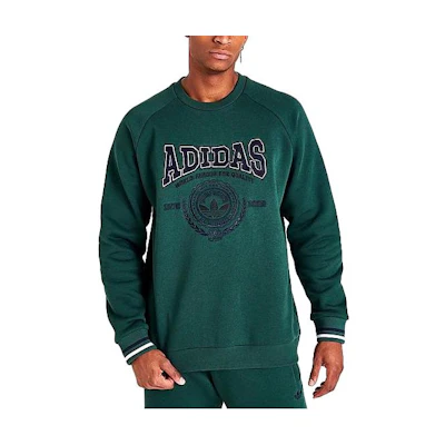 adidas Letter Print Crewneck Sweatshirt Unisex Green Long Sleeve HY6043-308