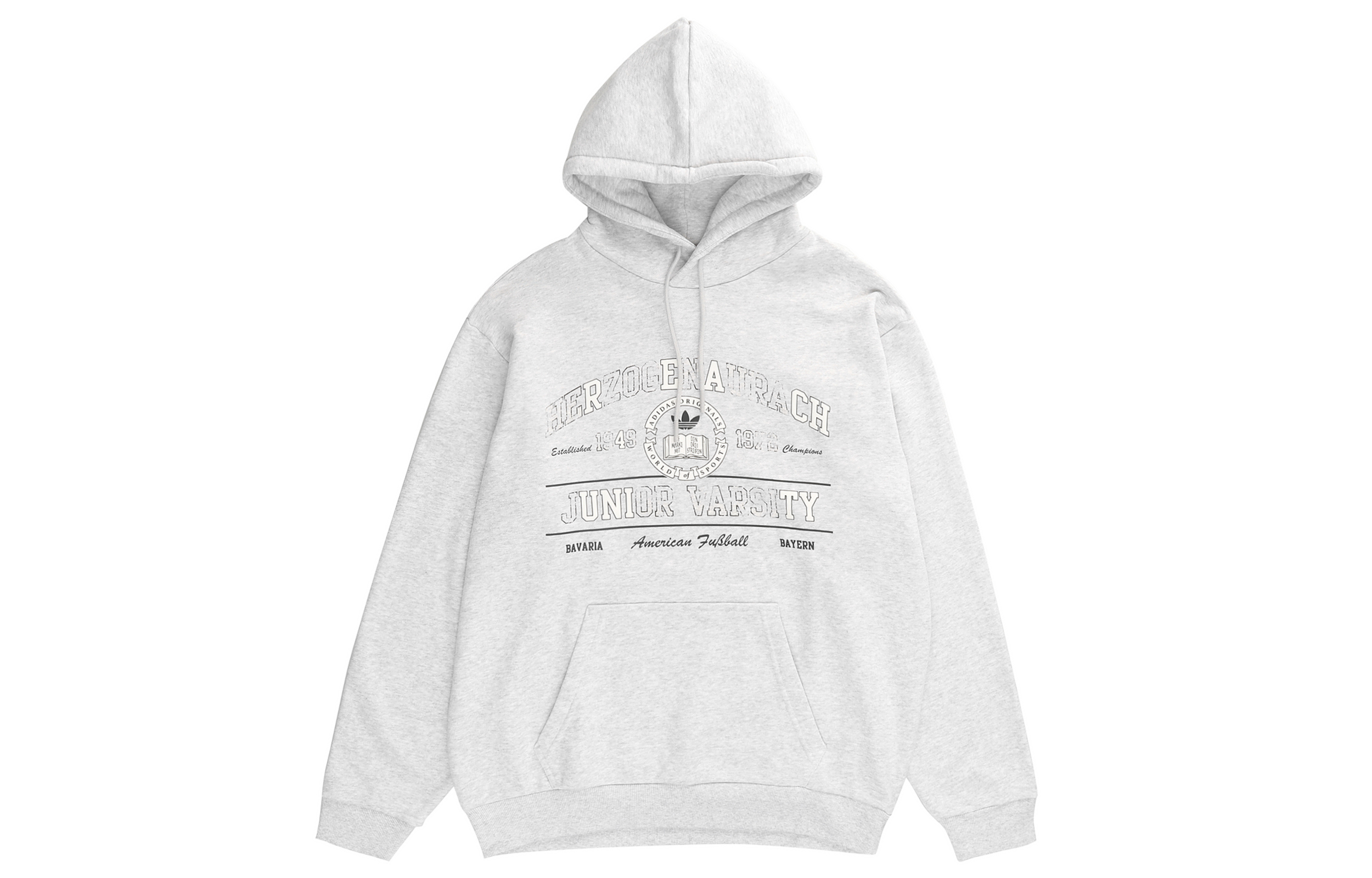 adidas Letter Print Long-Sleeve Hoodie Light Gray HF9217