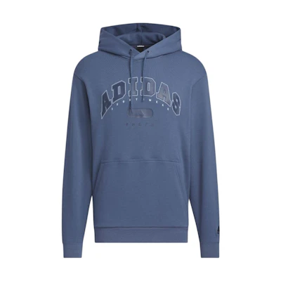 adidas Letter Print Oversized Hoodie in Ink Blue for Men and Women IX4963