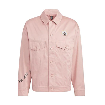 adidas Letter Print Pink Polo Long Sleeve Shirt Jacket Unisex HM7436