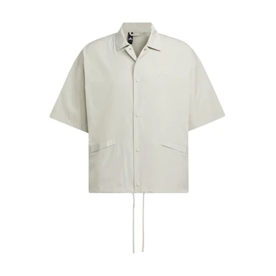 adidas Letter Print Short Sleeve Coach Jacket in Light Gray IT3958
