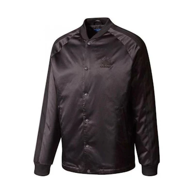 adidas Letter Print Snap Button Slim Jacket Unisex Black AD0174