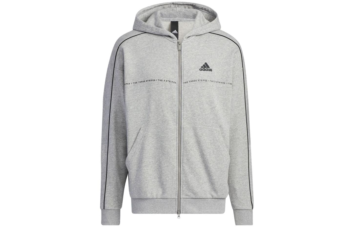 adidas Letter Print Zip Hoodie Jacket Japan Edition Unisex Grey IA9437-JAPAN