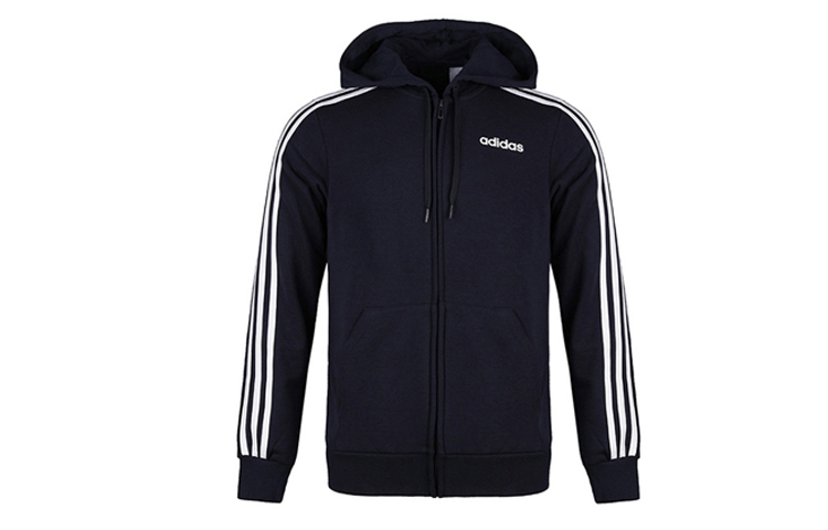 adidas Letter Stripe Print Hooded Zip Jacket Navy Blue (Japan Exclusive) DU0471-JAPAN