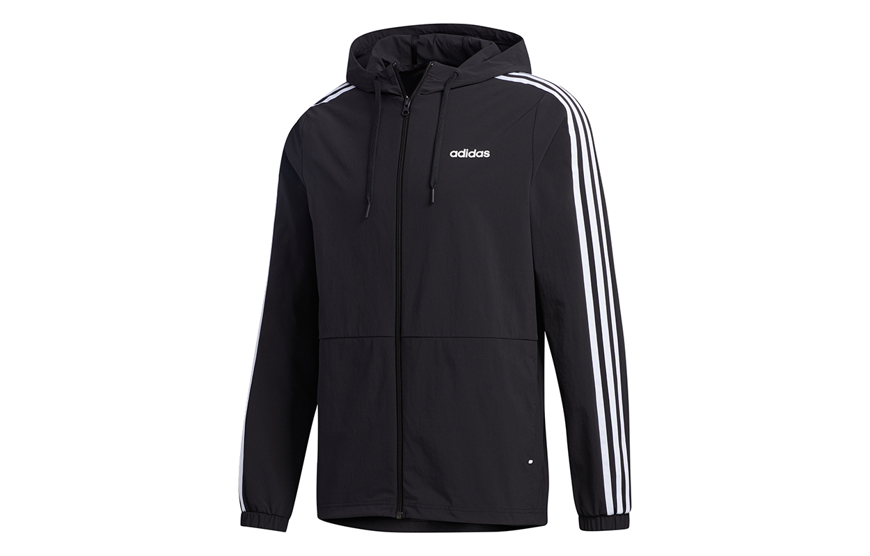 adidas Letter Striped Zip Hoodie Jacket - Black GJ8911