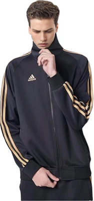 adidas Lifestyle Jaket Track Hitam Emas Logo Garis Unisex TR30JR-BG Shop adidas Lifestyle Jaket Track Hitam Emas Logo Garis Unisex TR30JR-BG