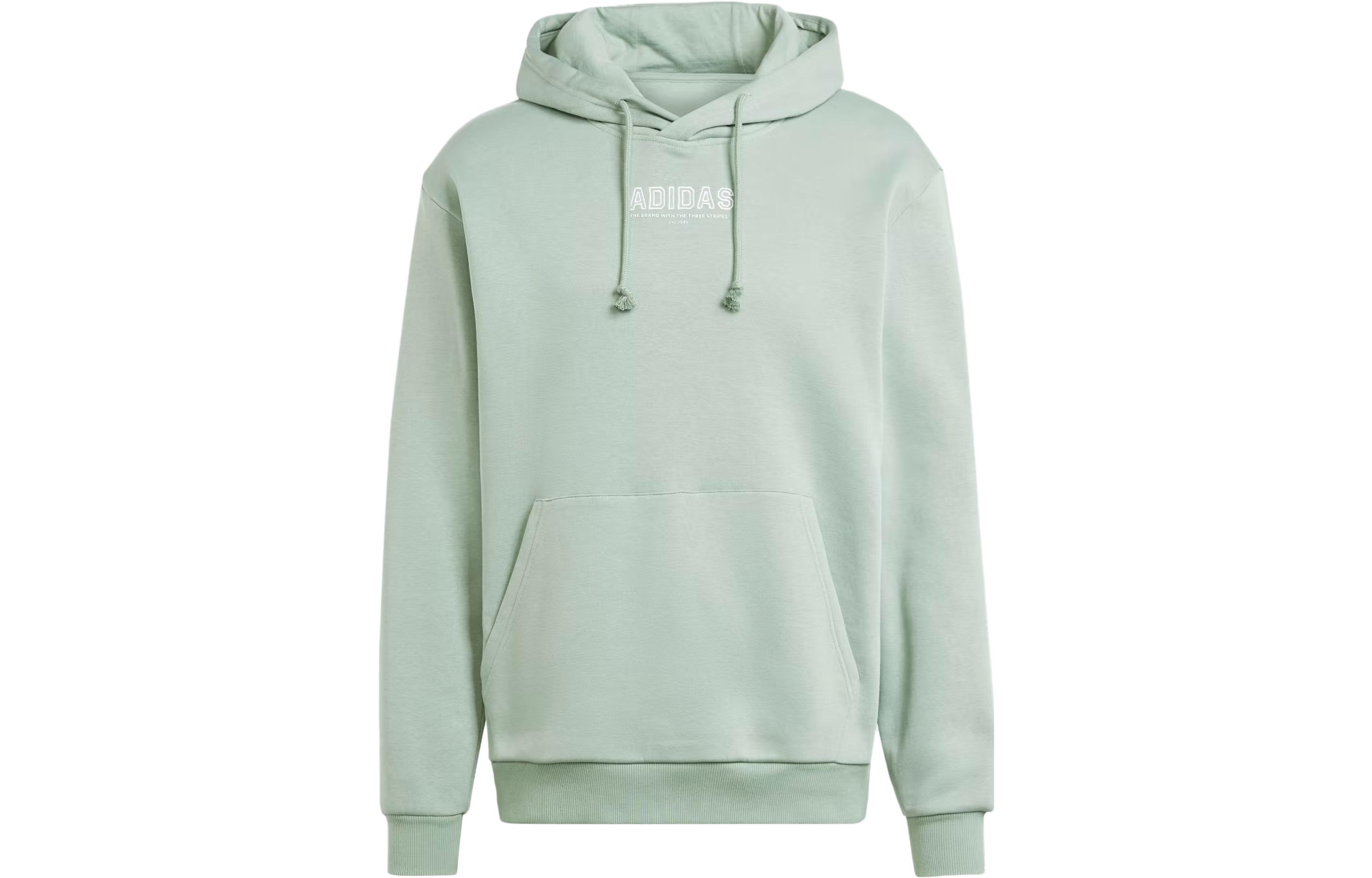 adidas Light Green Letter Print Hoodie Long Sleeve IR8358