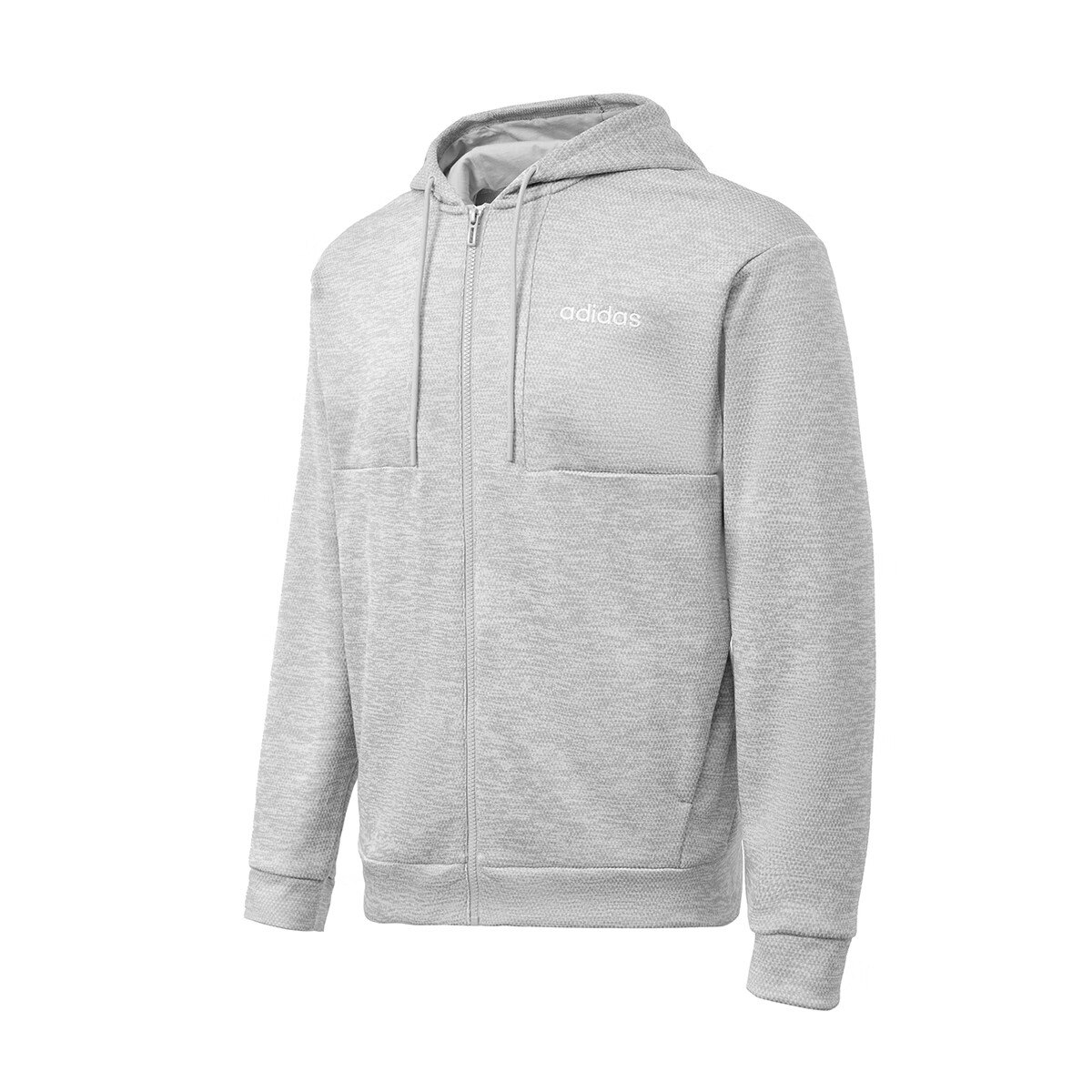 adidas Light Grey Hooded Logo Jacket - Outdoor Casual Workwear Style JJ4218
