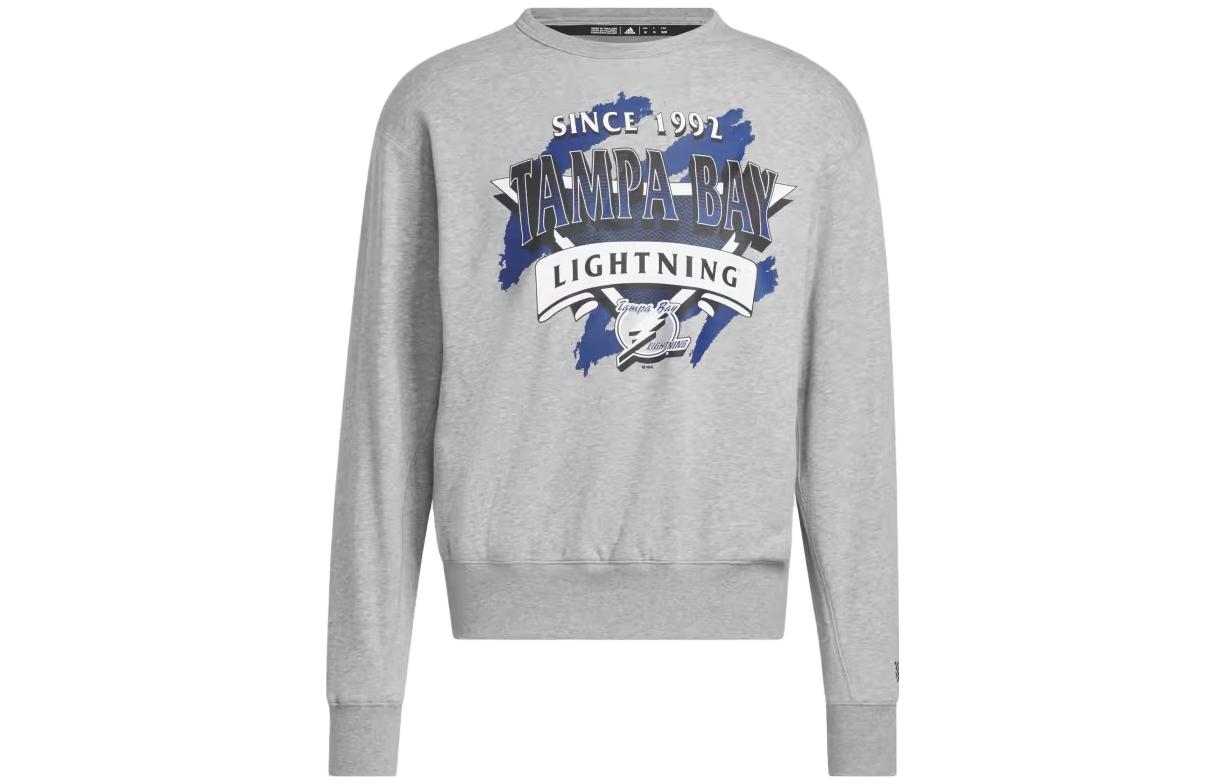 adidas Lightning Vintage Crew Sweatshirt Gray Numeric Graphic Print HN6372