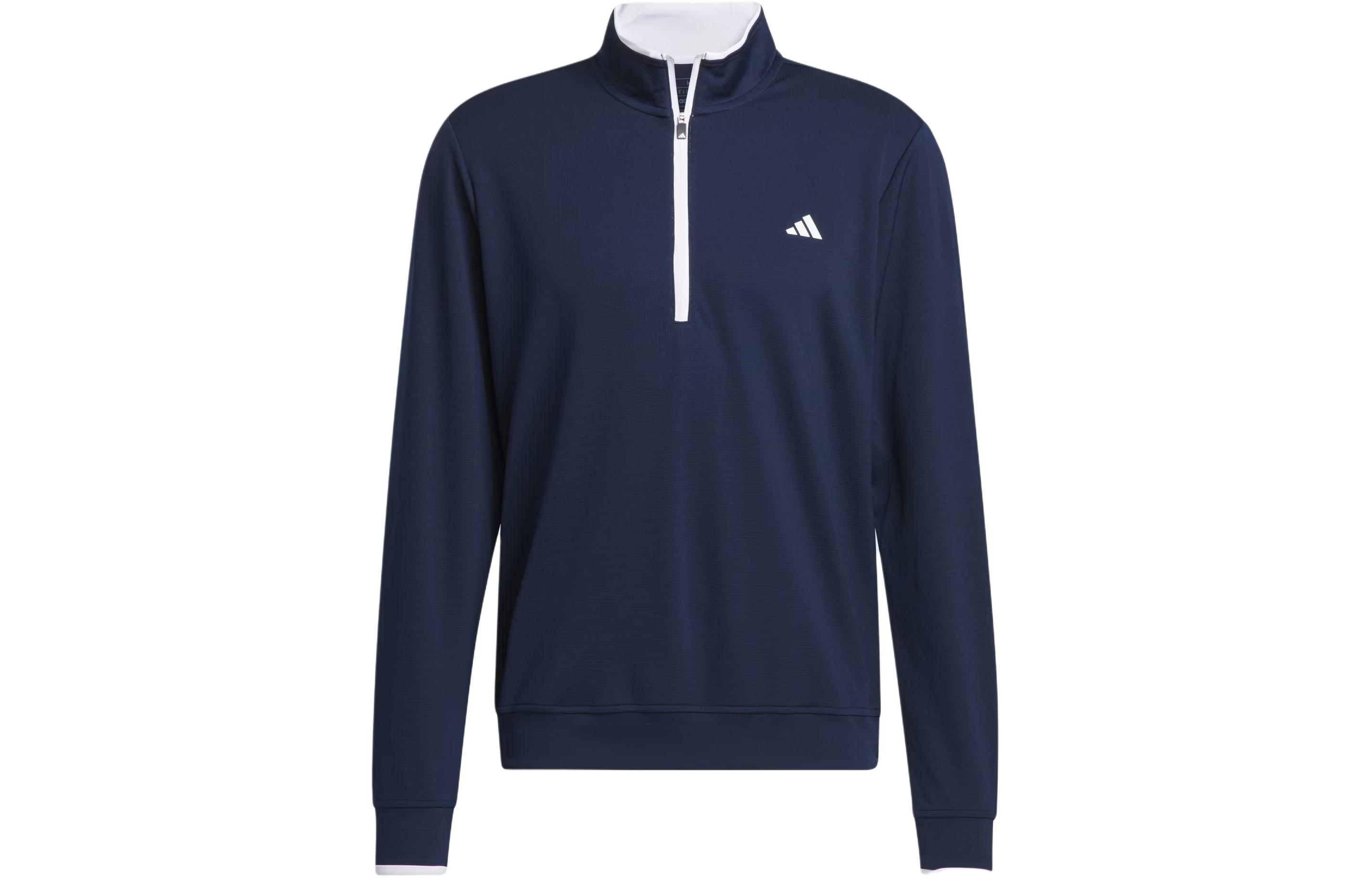 adidas Lightweight Half-Zip Golf Jacket - Solid Navy Long Sleeve Top IU4511