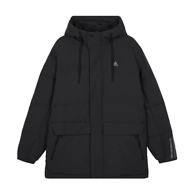 adidas Lightweight Hooded Down Jacket 600 Fill, Black, Mid-Length Casual Wear. IL8926