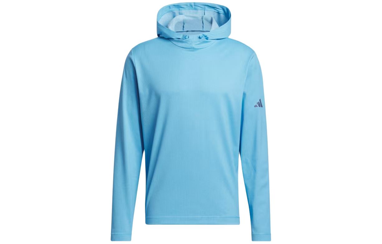 adidas Lightweight Hoodie Blue Drawstring Pullover Long Sleeve IU4498