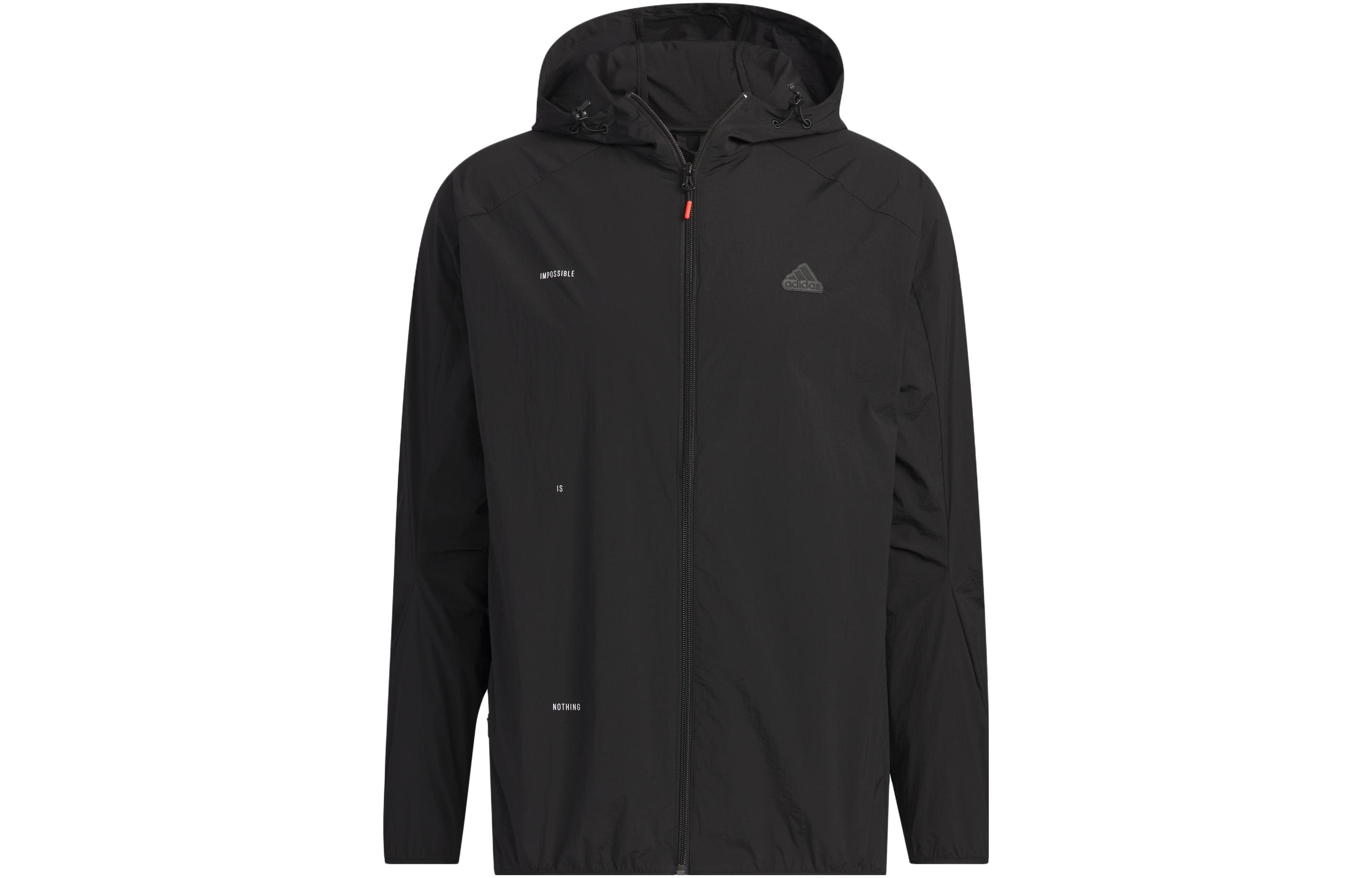 adidas Lightweight Solid Color Hooded Jacket Black IA8135