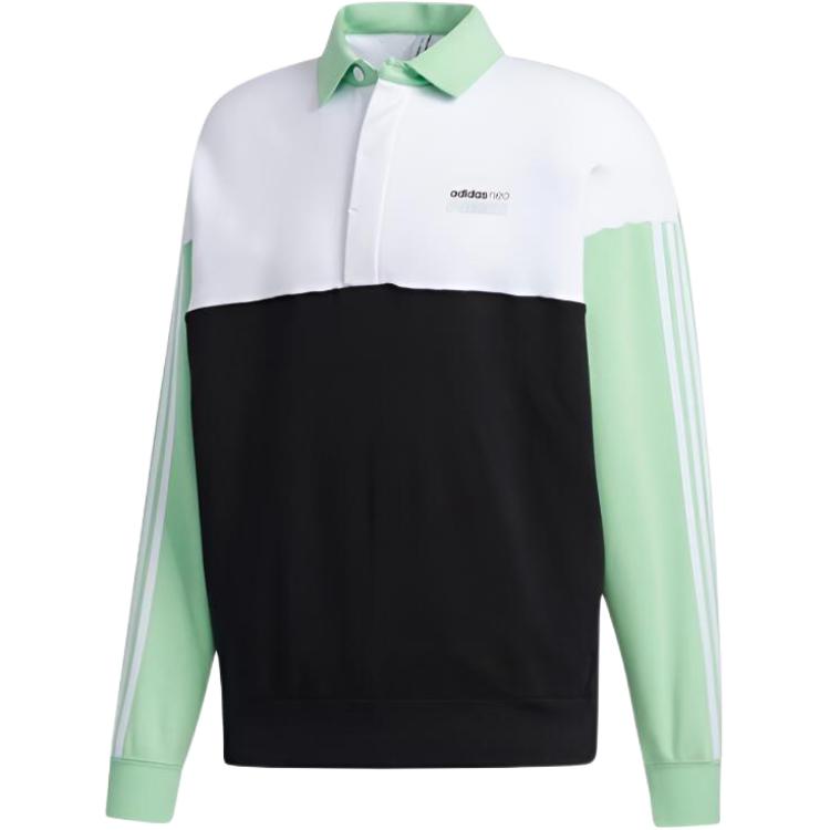 adidas Lightweight Striped Colorblock Polo Sweatshirt - Black GQ2169