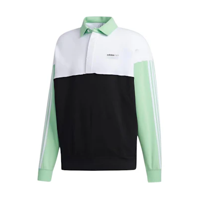 adidas Lightweight Striped Colorblock Polo Sweatshirt - Black GQ2169