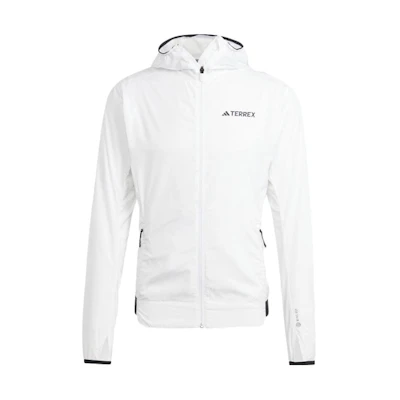 adidas Lightweight White Hoodie Jacket with Solid Logo Design HN2903