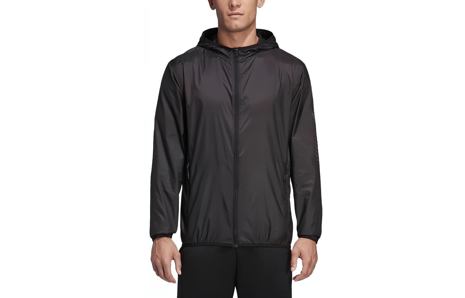 adidas Lightweight Windbreaker Woven Hooded Jacket - Black DX0443