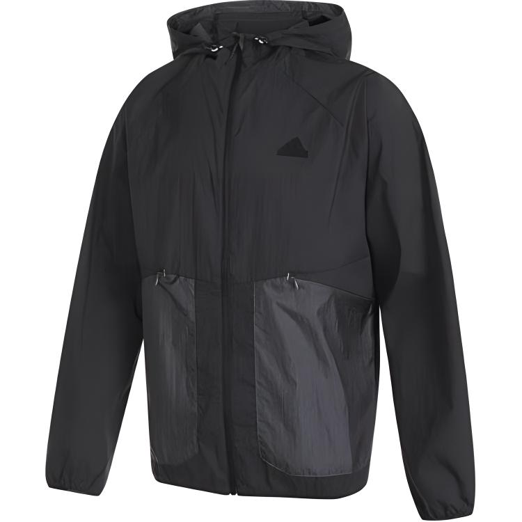 adidas Lightweight Woven Hooded Zip Jacket Black () JI8658