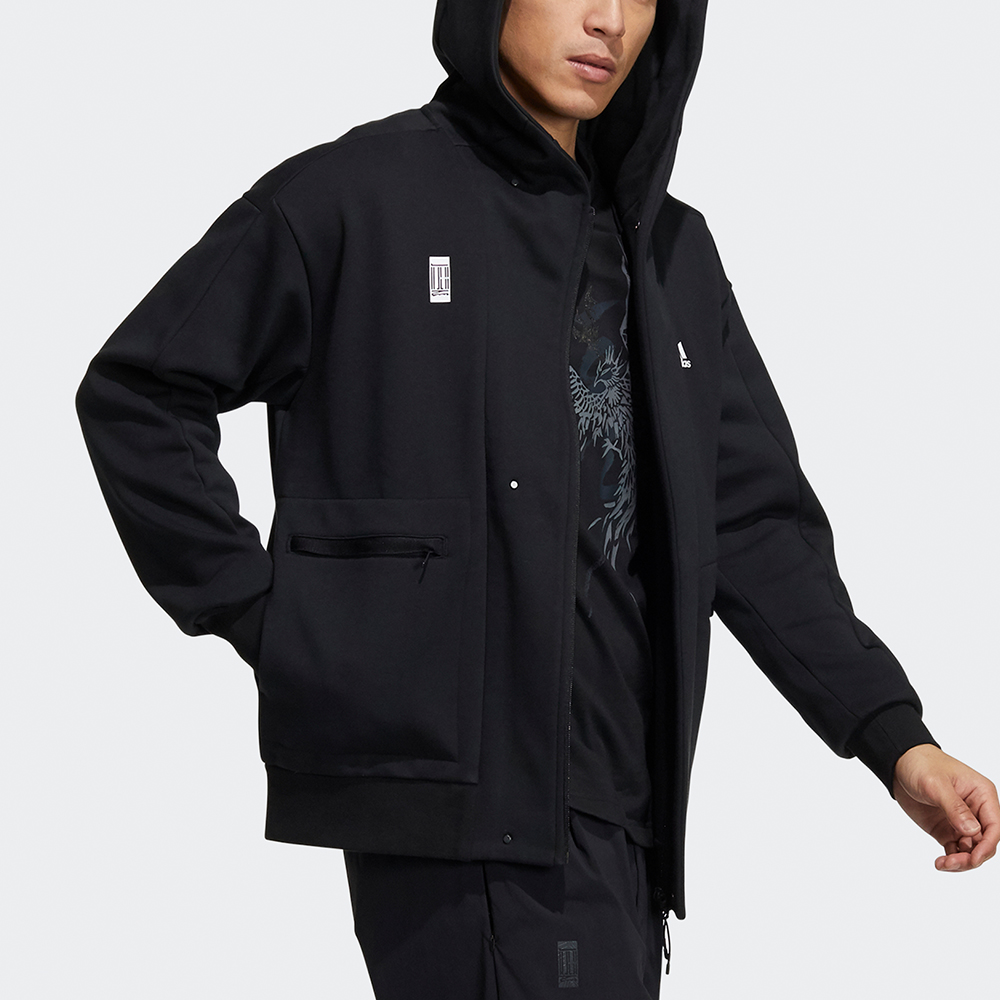 Purchase 阿迪达斯Logo黑色连帽外套 H39296