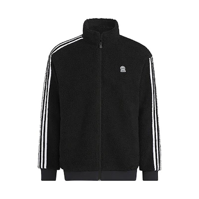 adidas Logo Black Striped Trim Fleece Jacket HN8731