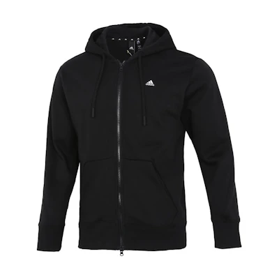 adidas Logo Casual Woven Zip Hoodie Jacket Black H45369