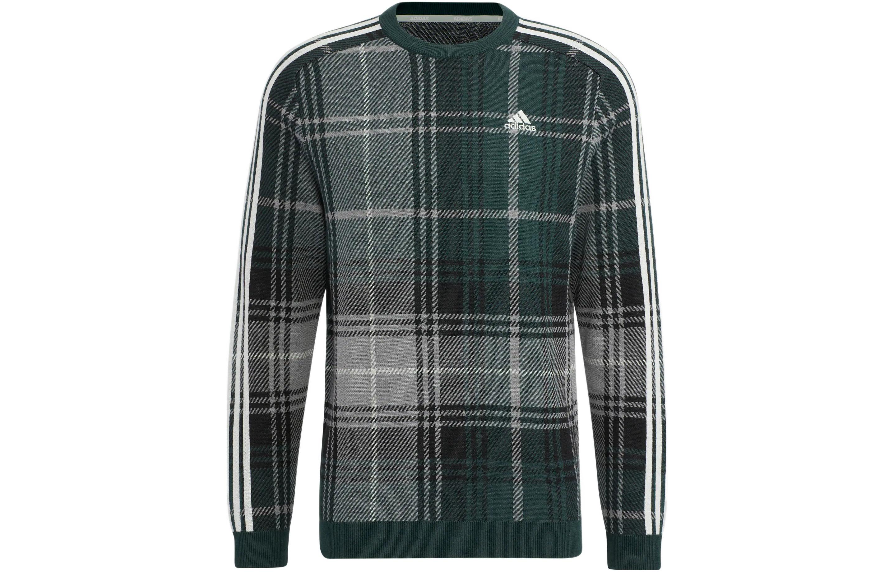 adidas Logo Checkered Crewneck Sweatshirt Dark Green HG8216