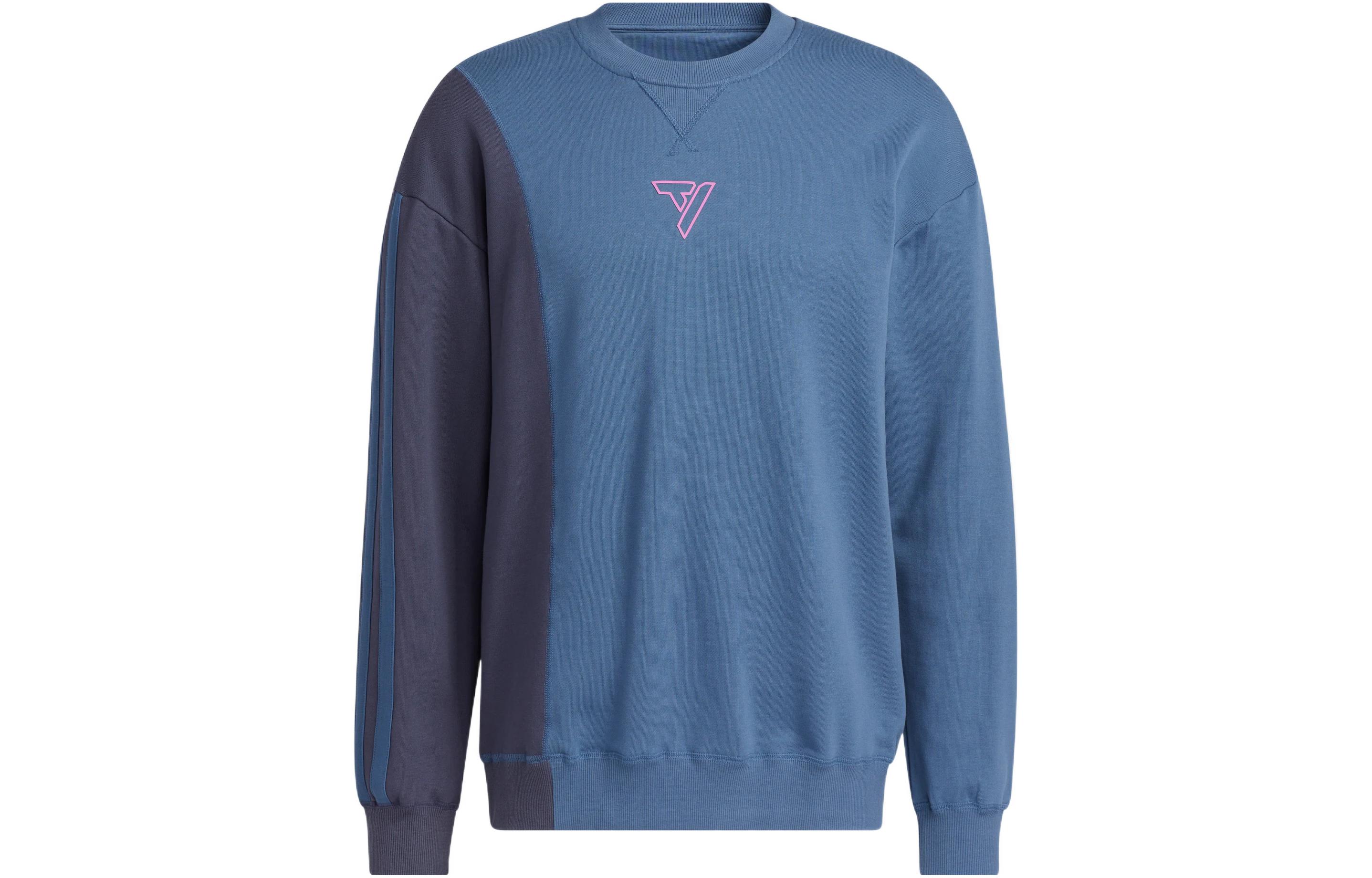 adidas Logo Colorblock Crewneck Sweatshirt Blue - Long Sleeve Pullover HI3837