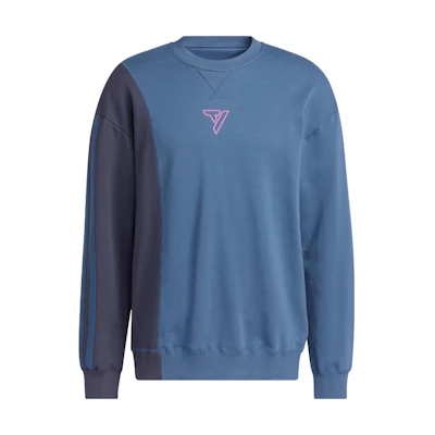 adidas Logo Colorblock Crewneck Sweatshirt Blue - Long Sleeve Pullover HI3837