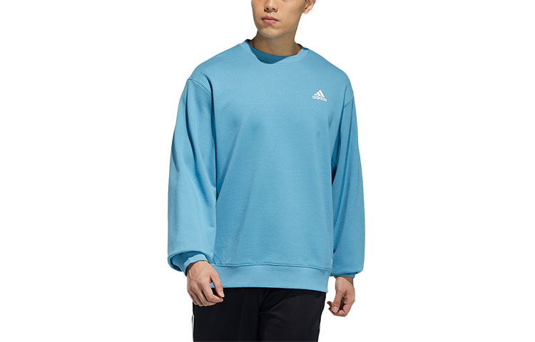 adidas Logo Crewneck Pullover Sweatshirt Unisex Blue H37069