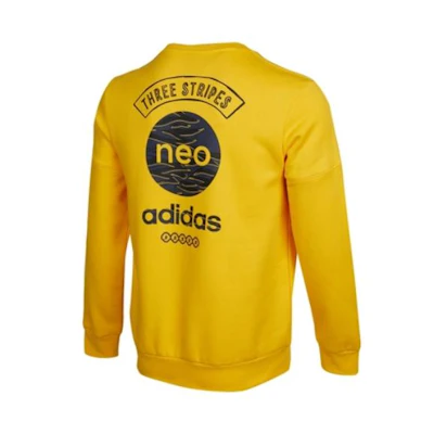 adidas Logo Crewneck Pullover Sweatshirt Yellow - Long Sleeve HC9691