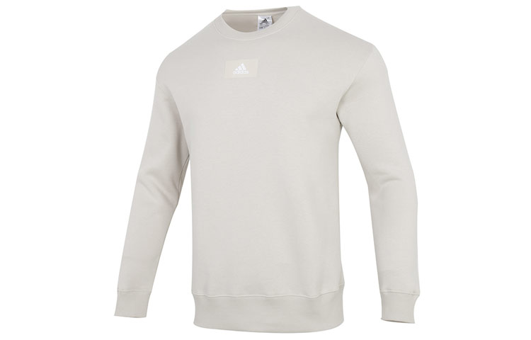 adidas Logo Crewneck Sweatshirt Casual Khaki Pullover HK0396