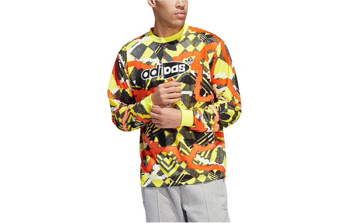 adidas Logo Crewneck Yellow Long Sleeve Casual Sweatshirt HI2992-730