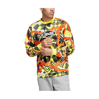 adidas Logo Crewneck Yellow Long Sleeve Casual Sweatshirt HI2992-730