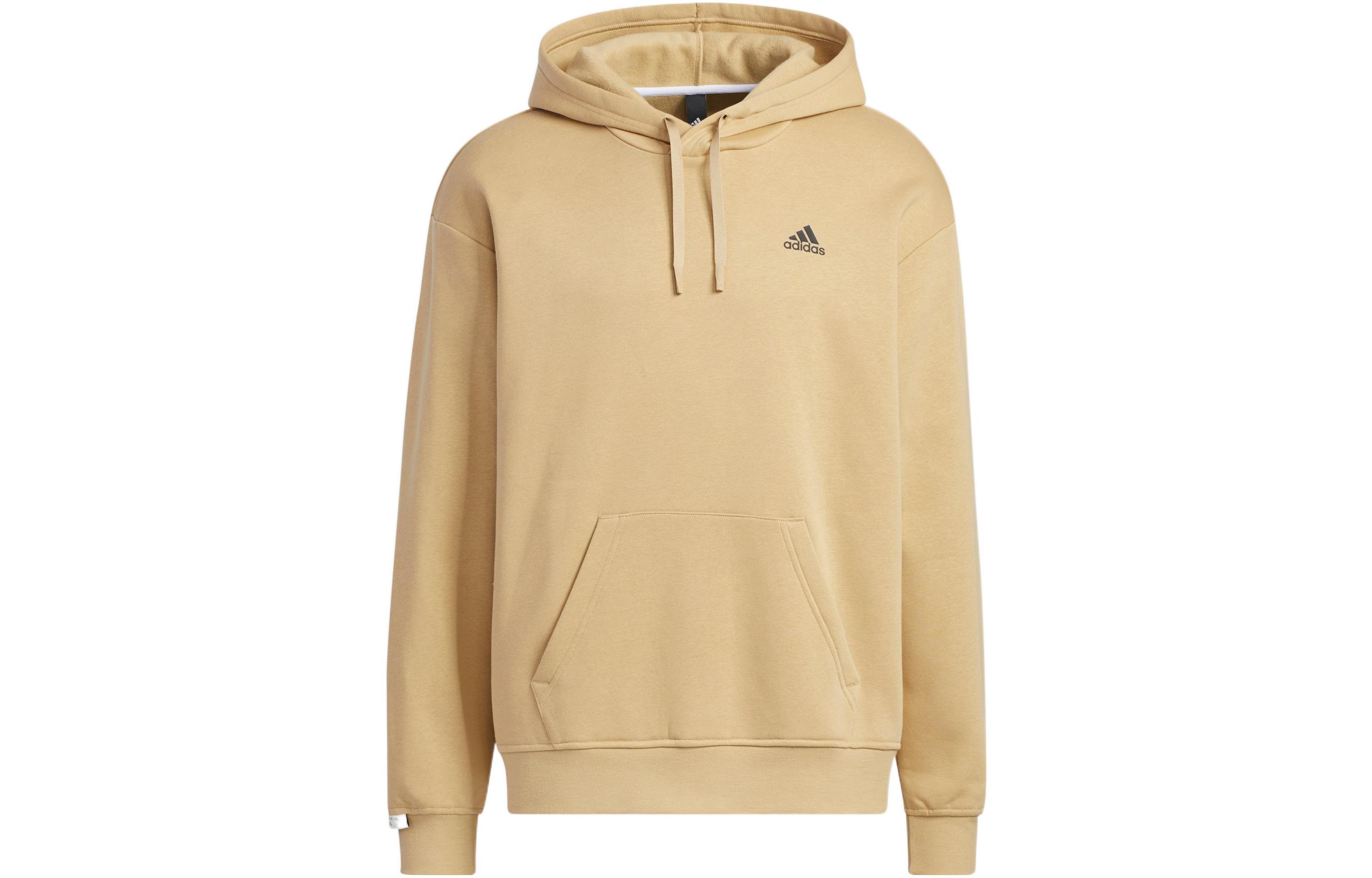 adidas Logo Drawstring Hoodie Unisex Couple Style Khaki Color IB2712