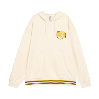 adidas Logo Embroidered Hoodie with Striped Hem - Off-White IA6818