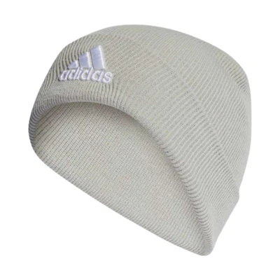 adidas Logo Embroidered Knit Beanie Silver Grey White - ii3524