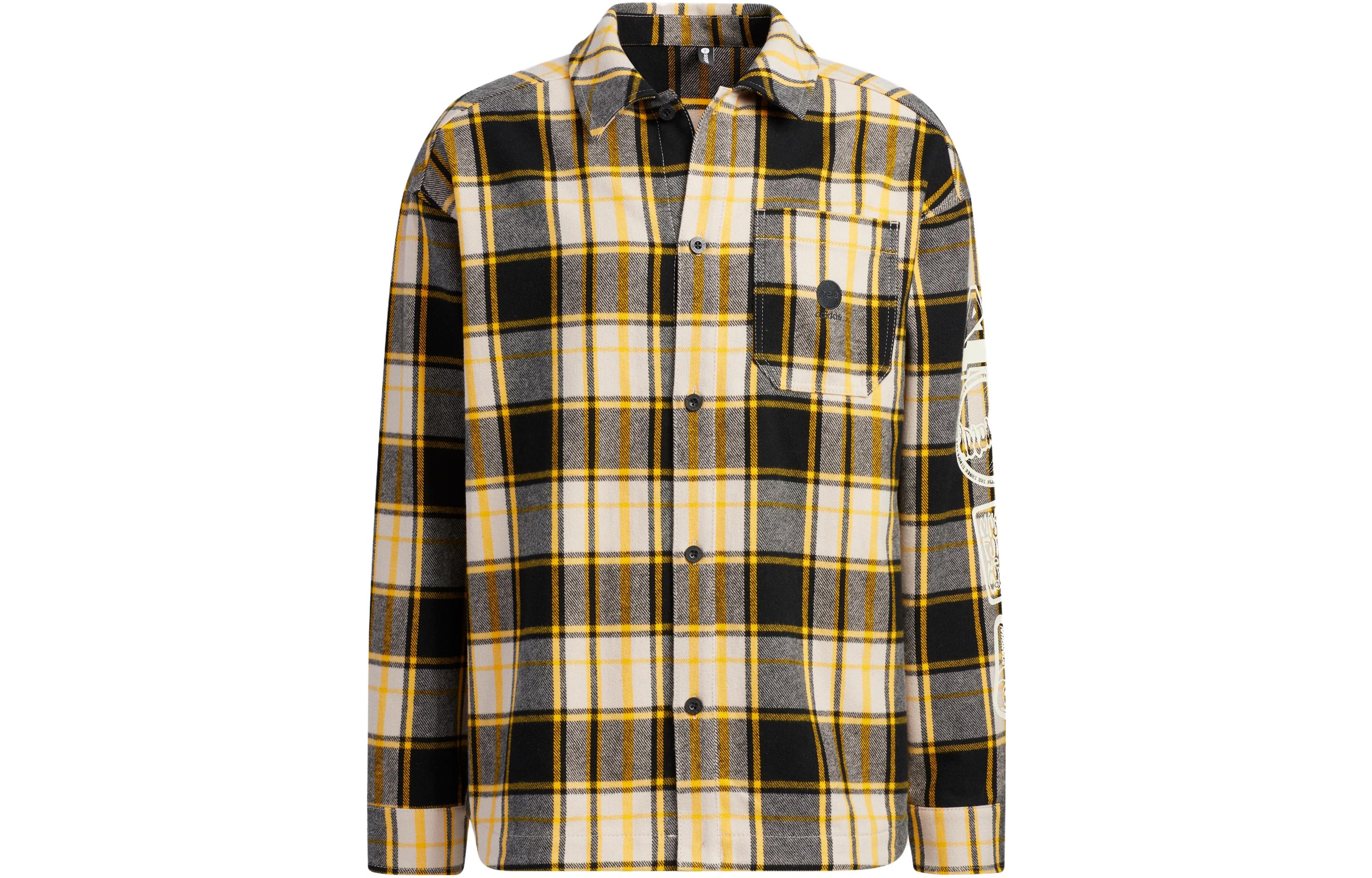 adidas Logo Embroidered Plaid Single-Breasted Jacket Men’s Deep Yellow IA6824