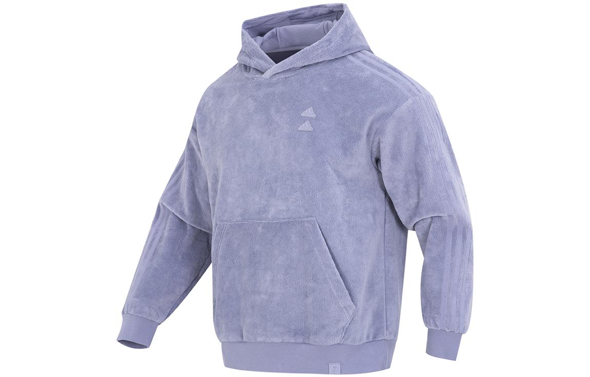 adidas Logo Embroidered Striped Fleece Sweatshirt Purple IA8170