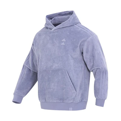adidas Logo Embroidered Striped Fleece Sweatshirt Purple IA8170
