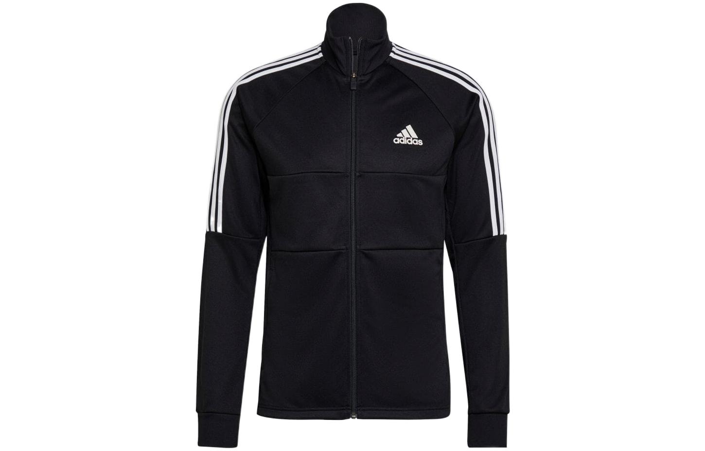 adidas Logo Embroidered Striped Zip-Up Jacket Black H28910