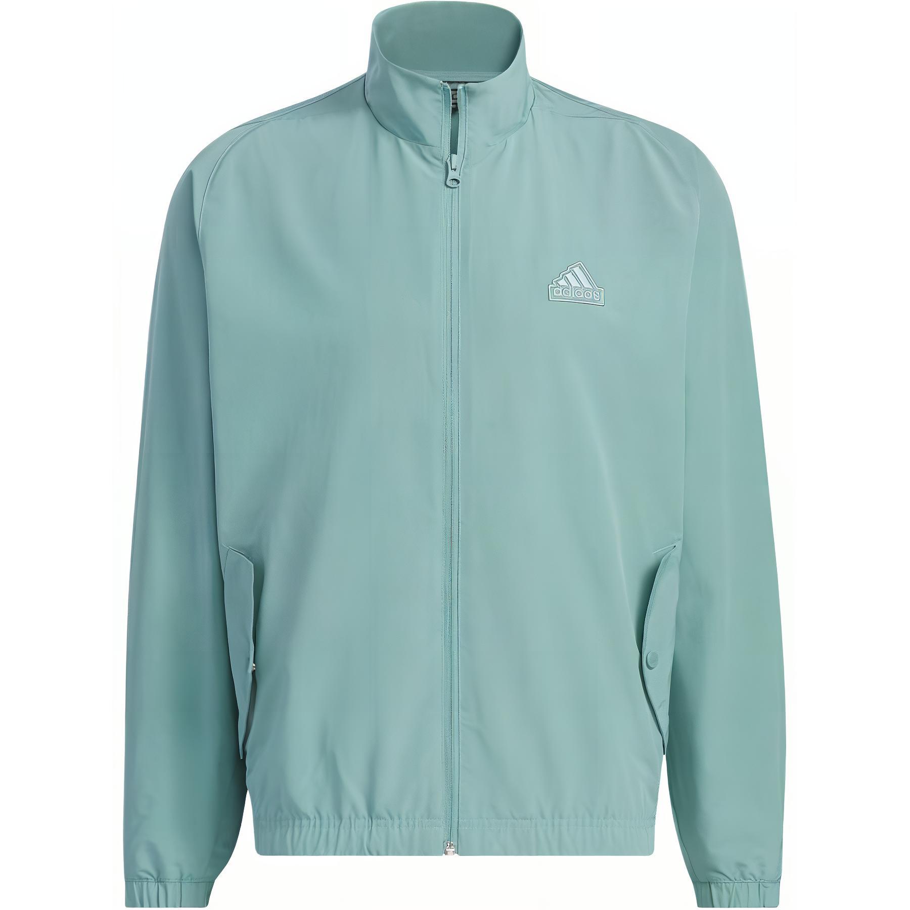 adidas Logo Embroidered Zip-Up Stand Collar Jacket Unisex Ash Blue JI6658
