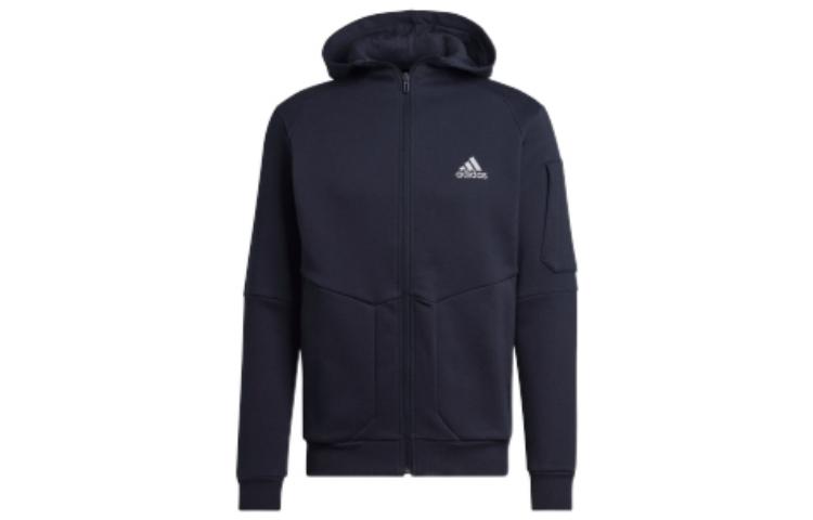 adidas Logo Embroidered Zip Hoodie Jacket - Blue HL6904