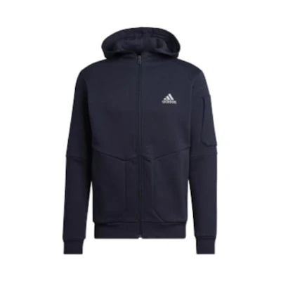 adidas Logo Embroidered Zip Hoodie Jacket - Blue HL6904