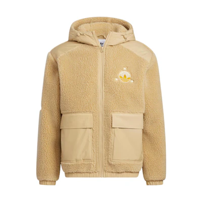 adidas Logo Embroidered Zip Hoodie Yellow - Unisex Couple Style Jacket HS2006
